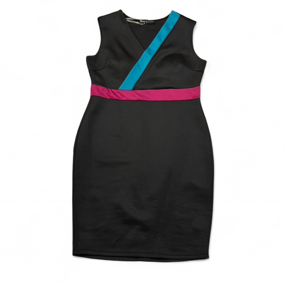Fashion to Figure Black Midi Dress with Blue and Pink Stripes (BOGO)
